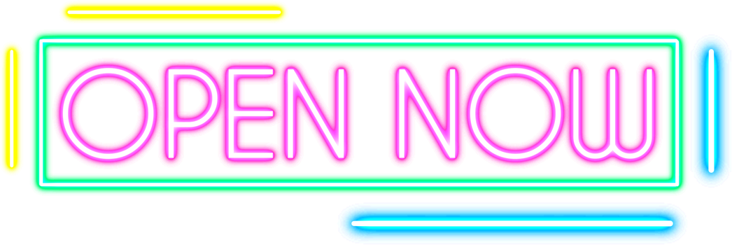 Open now Neon sign illustration